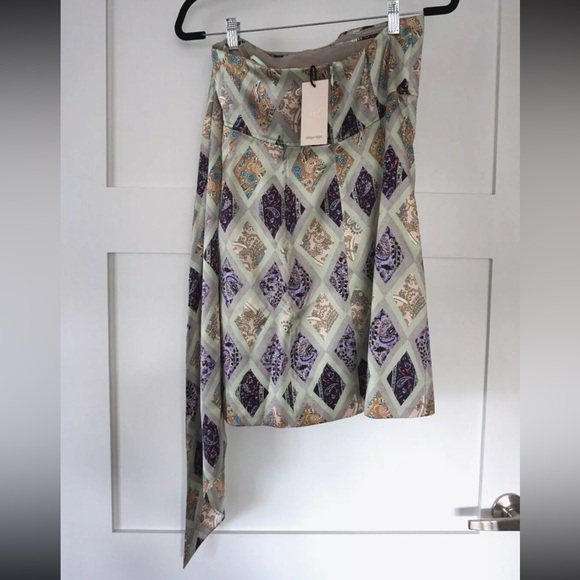 Cinq a Sept Luisa Scarf Cocktail Strapless Silk Mini Dress Size 2 XS NWT - Picture 5 of 6